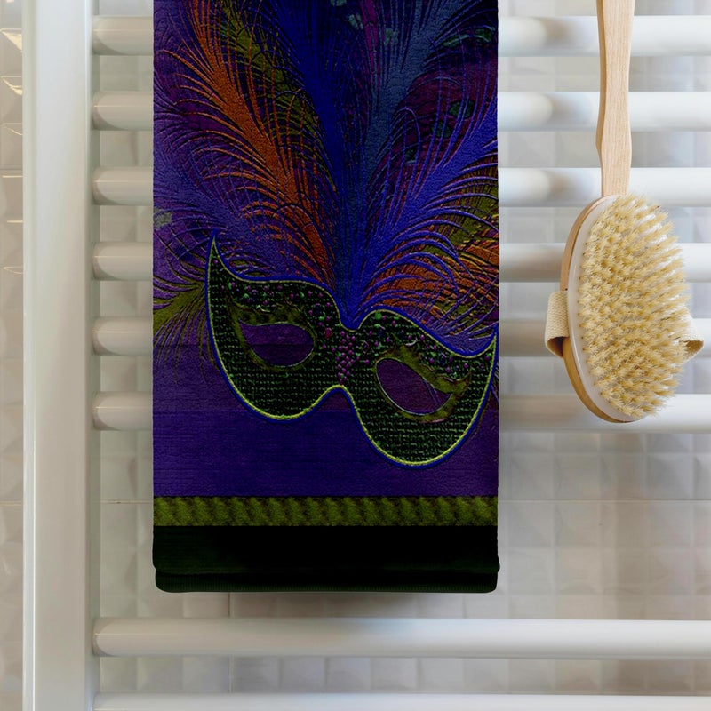 3DROSE 3D Rose Mardi Gras Mask-Purple TWL_43299_1 Towel, 15" x 22" - Image 2
